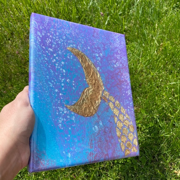 Original Mermaid Fluid Art painting - Picture 2 of 8